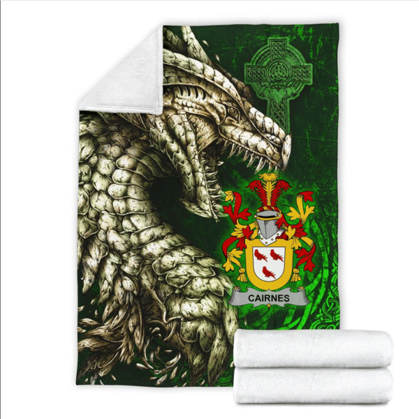 Ireland Premium Blanket - Cairnes Family Crest Blanket - Dragon Claddagh Cross - Image 2