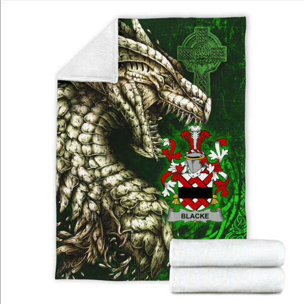 Ireland Premium Blanket - Blacke Family Crest Blanket - Dragon Claddagh Cross - Image 2