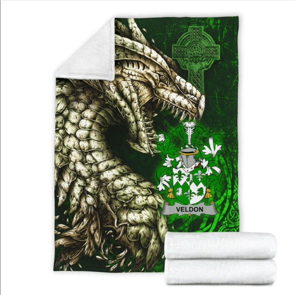 Ireland Premium Blanket - Veldon Family Crest Blanket - Dragon Claddagh Cross - Image 2