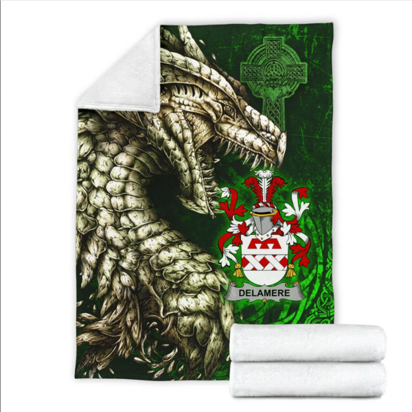 Ireland Premium Blanket - Delamere Family Crest Blanket - Dragon Claddagh Cross - Image 2