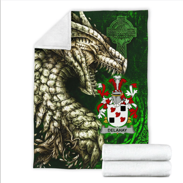 Ireland Premium Blanket - Delahay Family Crest Blanket - Dragon Claddagh Cross - Image 2