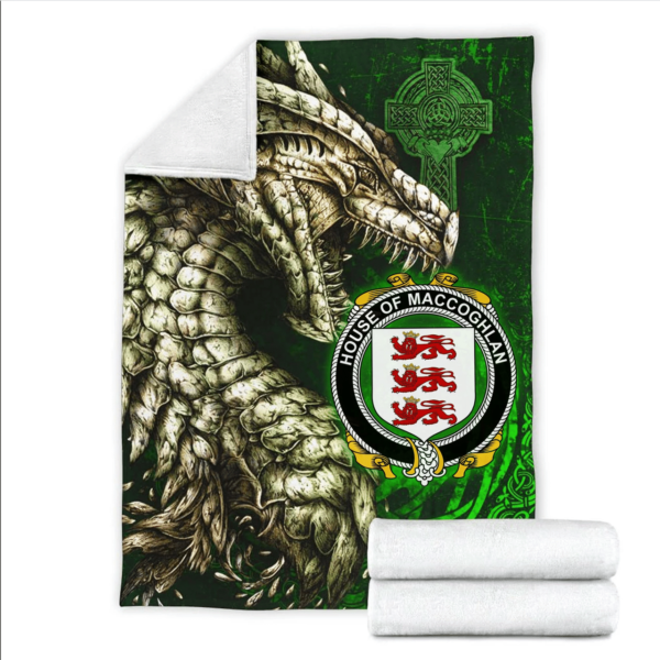 Ireland Premium Blanket - House of MACCOGHLAN Family Crest Blanket - Dragon Claddagh Cross - Image 2