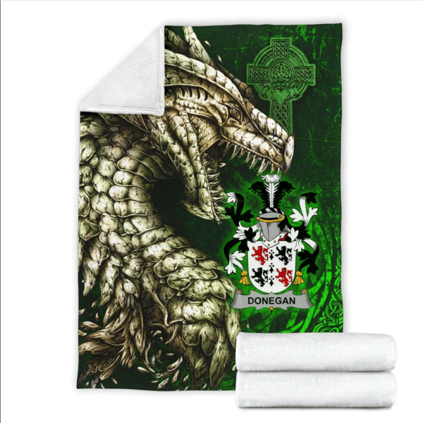 Ireland Premium Blanket - Donegan or O'Donagan Family Crest Blanket - Dragon Claddagh Cross - Image 2