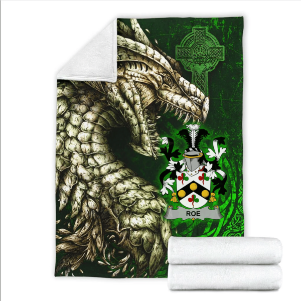 Ireland Premium Blanket - Roe Family Crest Blanket - Dragon Claddagh Cross - Image 2