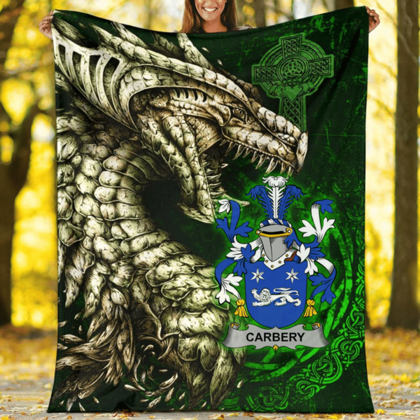 Ireland Premium Blanket - Carbery Family Crest Blanket - Dragon Claddagh Cross