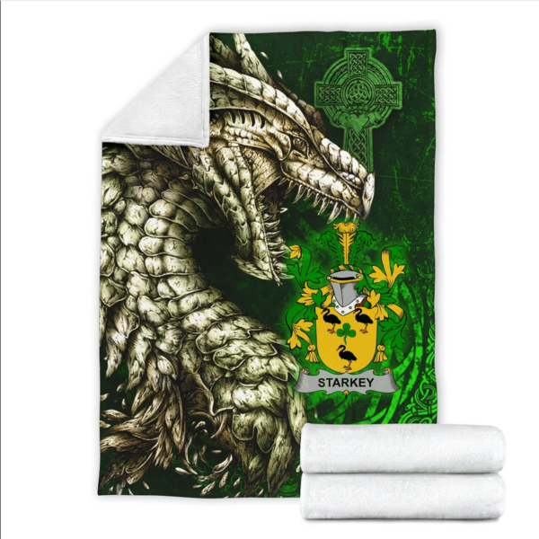 Ireland Premium Blanket - Starkey Family Crest Blanket - Dragon Claddagh Cross - Image 2