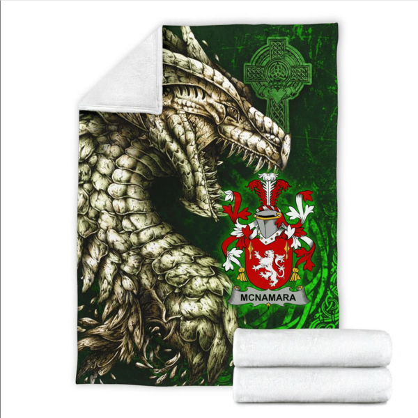 Ireland Premium Blanket - McNamara Family Crest Blanket - Dragon Claddagh Cross - Image 2