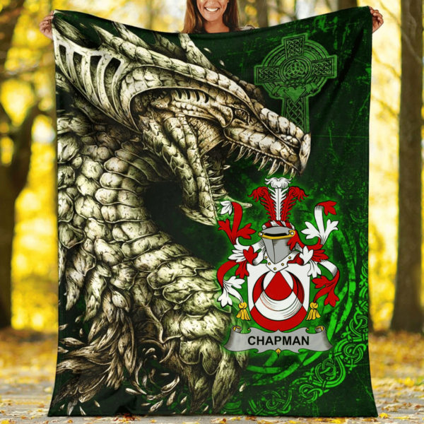 Ireland Premium Blanket - Chapman Family Crest Blanket - Dragon Claddagh Cross