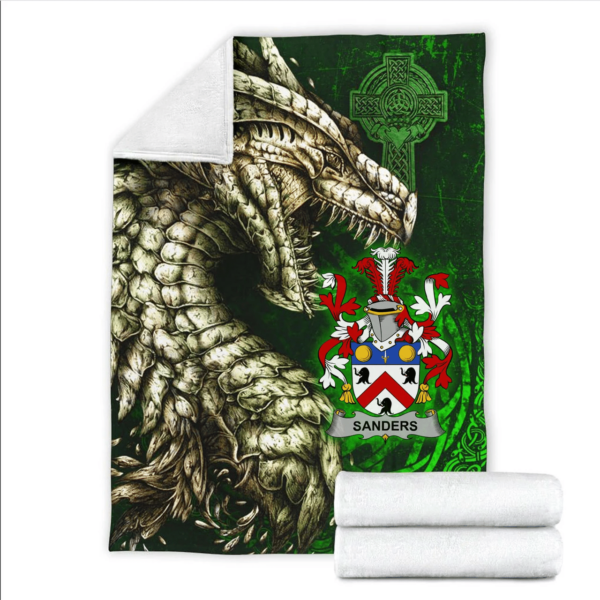 Ireland Premium Blanket - Sanders Family Crest Blanket - Dragon Claddagh Cross - Image 2