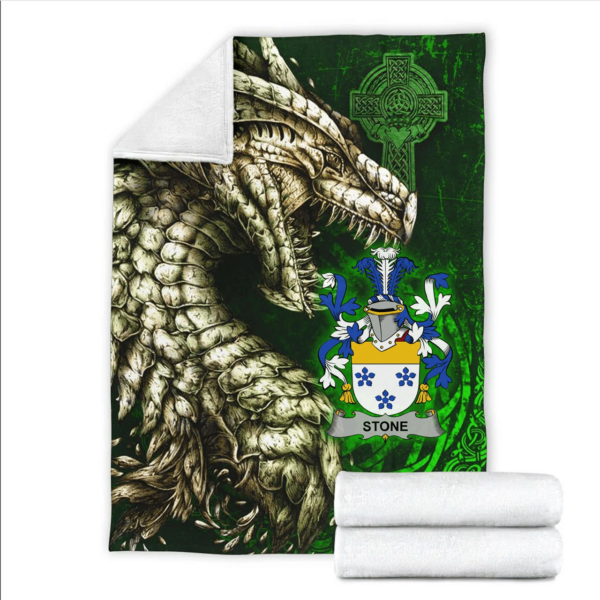 Ireland Premium Blanket - Stone Family Crest Blanket - Dragon Claddagh Cross - Image 2