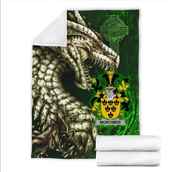 Ireland Premium Blanket - Mortimer Family Crest Blanket - Dragon Claddagh Cross - Image 2