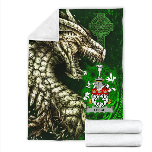 Ireland Premium Blanket - Leech Family Crest Blanket - Dragon Claddagh Cross - Image 2