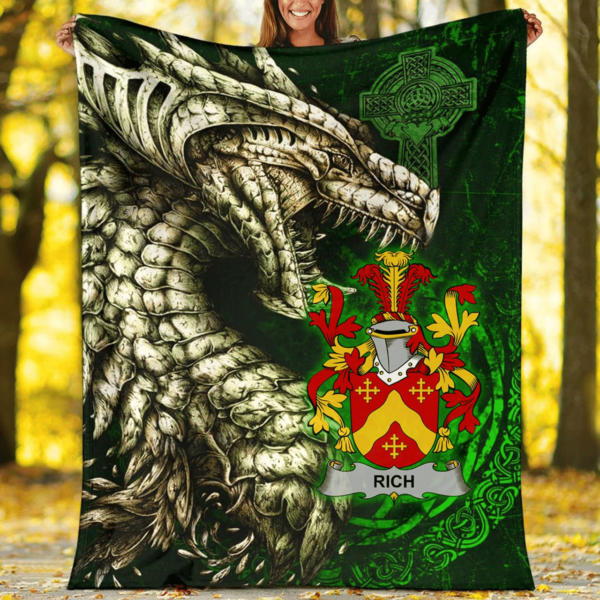 Ireland Premium Blanket - Rich Family Crest Blanket - Dragon Claddagh Cross