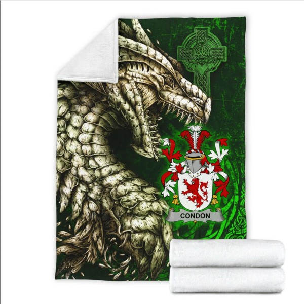 Ireland Premium Blanket - Condon Family Crest Blanket - Dragon Claddagh Cross - Image 2