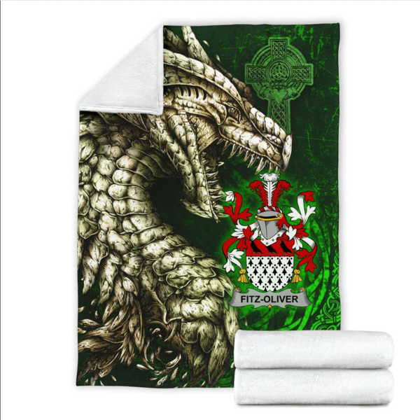 Ireland Premium Blanket - Fitz-Oliver Family Crest Blanket - Dragon Claddagh Cross - Image 2