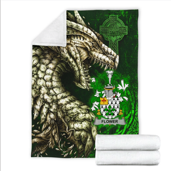 Ireland Premium Blanket - Flower Family Crest Blanket - Dragon Claddagh Cross - Image 2