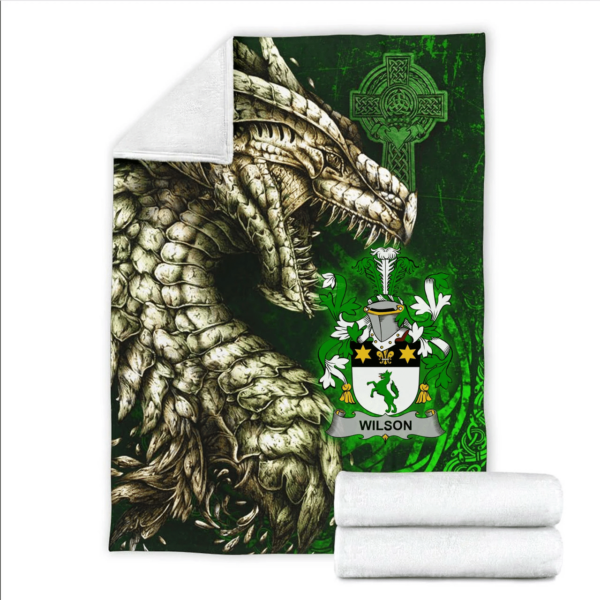 Ireland Premium Blanket - Wilson Family Crest Blanket - Dragon Claddagh Cross - Image 2