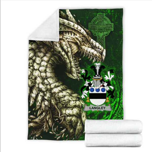 Ireland Premium Blanket - Langley Family Crest Blanket - Dragon Claddagh Cross - Image 2