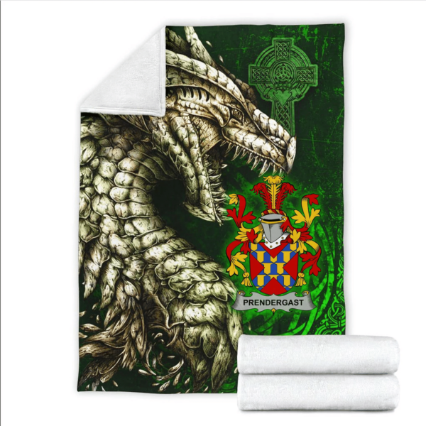 Ireland Premium Blanket - Prendergast Family Crest Blanket - Dragon Claddagh Cross - Image 2