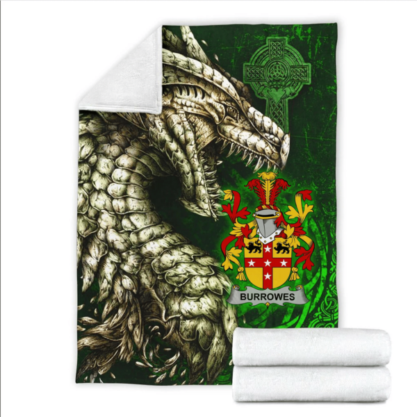 Ireland Premium Blanket - Burrowes Family Crest Blanket - Dragon Claddagh Cross - Image 2