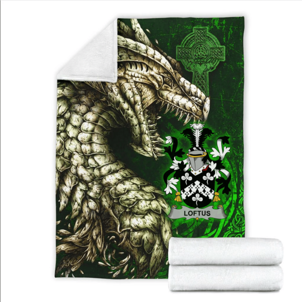 Ireland Premium Blanket - Loftus Family Crest Blanket - Dragon Claddagh Cross - Image 2