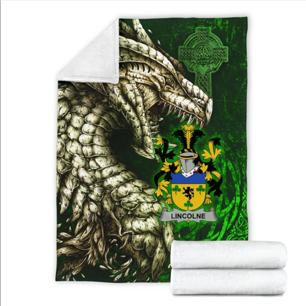 Ireland Premium Blanket - Lincolne Family Crest Blanket - Dragon Claddagh Cross - Image 2