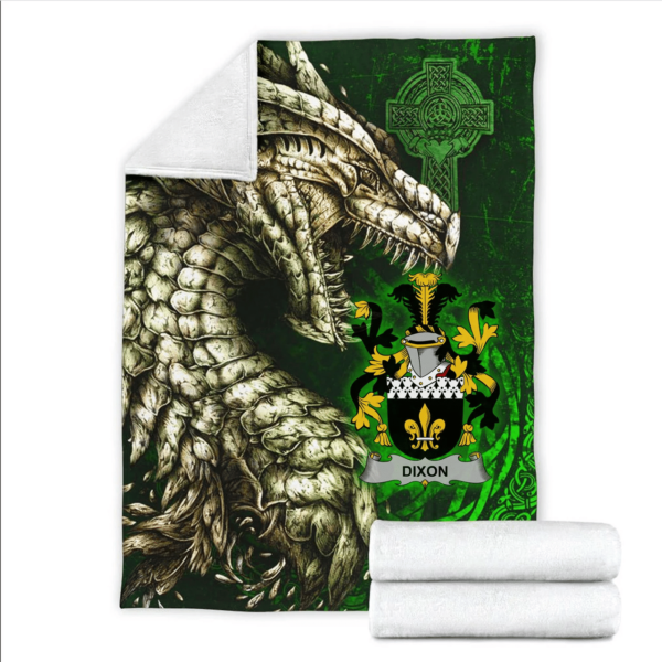 Ireland Premium Blanket - Dixon Family Crest Blanket - Dragon Claddagh Cross - Image 2