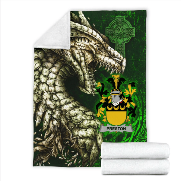 Ireland Premium Blanket - Preston Family Crest Blanket - Dragon Claddagh Cross - Image 2