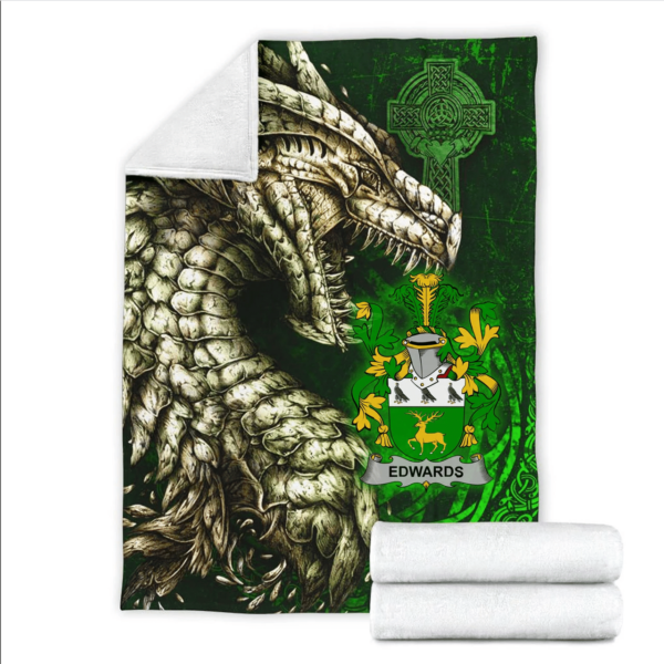 Ireland Premium Blanket - Edwards Family Crest Blanket - Dragon Claddagh Cross - Image 2