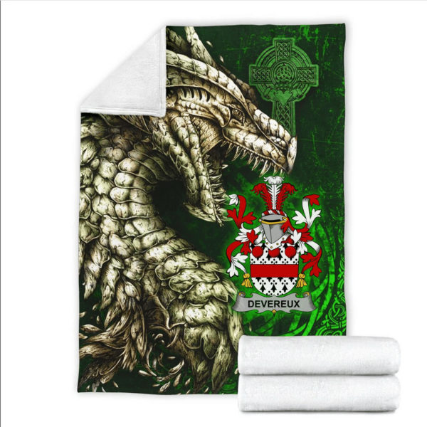 Ireland Premium Blanket - Devereux Family Crest Blanket - Dragon Claddagh Cross - Image 2