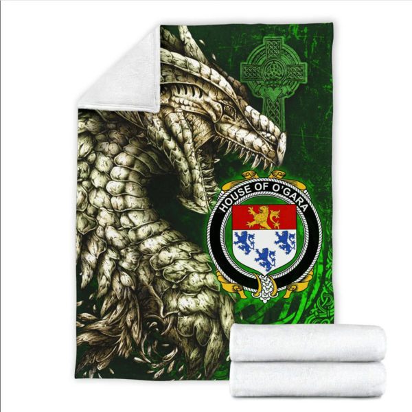 Ireland Premium Blanket - House of O'GARA Family Crest Blanket - Dragon Claddagh Cross - Image 2