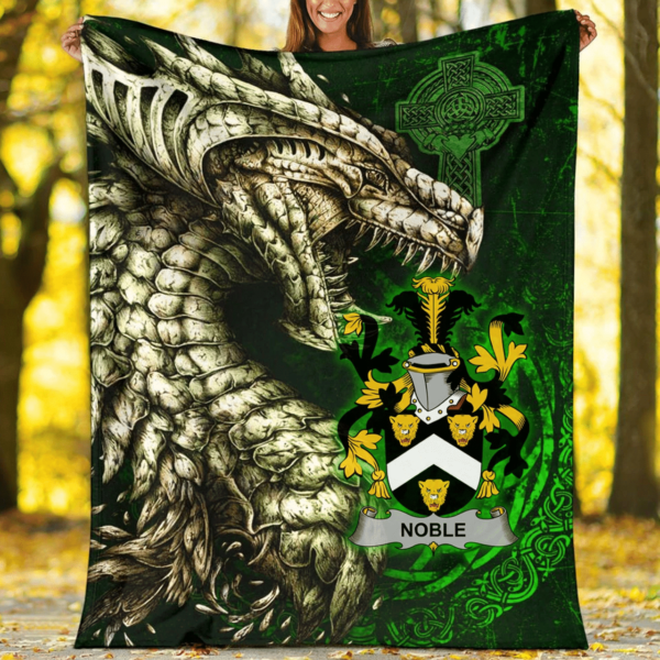 Ireland Premium Blanket - Noble Family Crest Blanket - Dragon Claddagh Cross