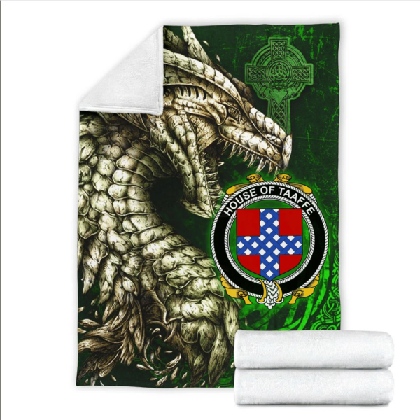 Ireland Premium Blanket - House of TAAFFE Family Crest Blanket - Dragon Claddagh Cross - Image 2