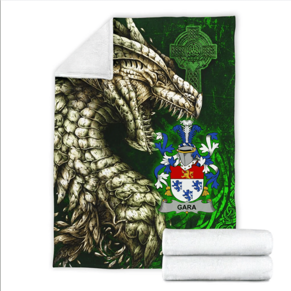 Ireland Premium Blanket - Gara or O'Gara Family Crest Blanket - Dragon Claddagh Cross - Image 2