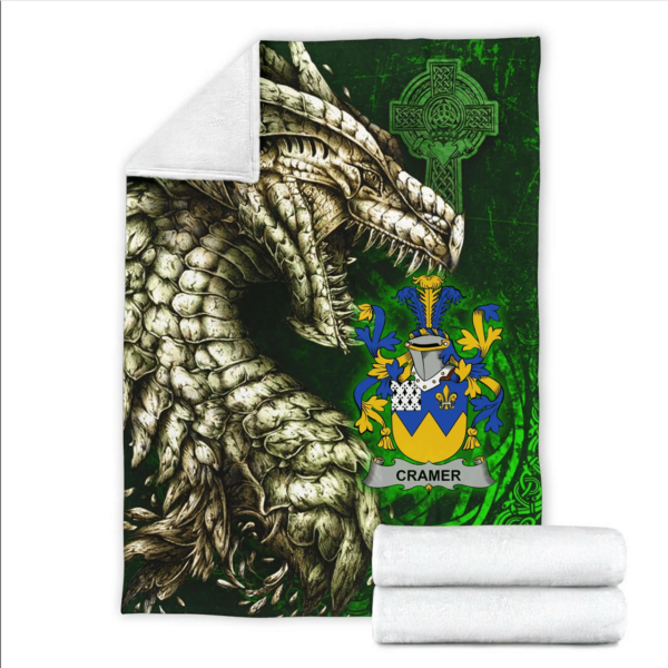 Ireland Premium Blanket - Cramer Family Crest Blanket - Dragon Claddagh Cross - Image 2