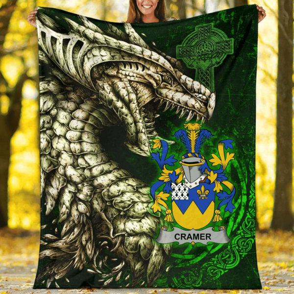 Ireland Premium Blanket - Cramer Family Crest Blanket - Dragon Claddagh Cross