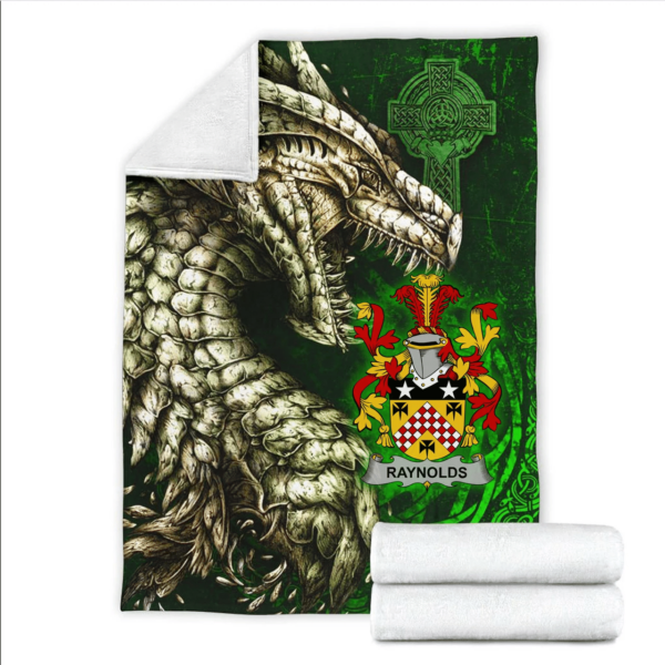 Ireland Premium Blanket - Raynolds Family Crest Blanket - Dragon Claddagh Cross - Image 2