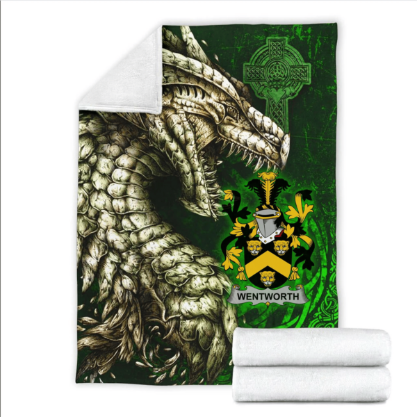 Ireland Premium Blanket - Wentworth Family Crest Blanket - Dragon Claddagh Cross - Image 2