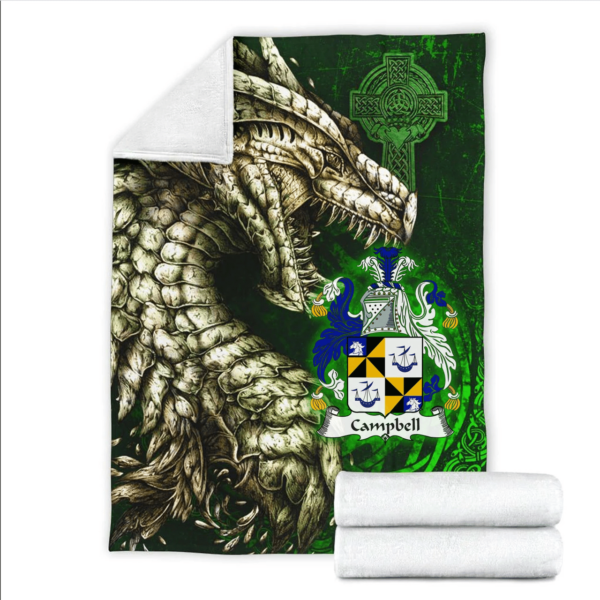 Ireland Premium Blanket - Campbell Family Crest Blanket - Dragon Claddagh Cross - Image 2