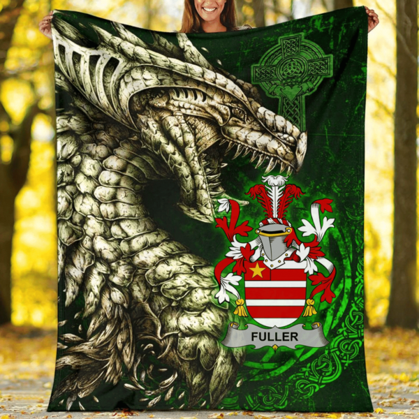 Ireland Premium Blanket - Fuller Family Crest Blanket - Dragon Claddagh Cross