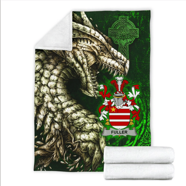 Ireland Premium Blanket - Fuller Family Crest Blanket - Dragon Claddagh Cross - Image 2