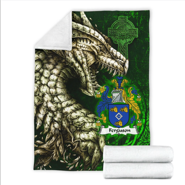 Ireland Premium Blanket - Ferguson Family Crest Blanket - Dragon Claddagh Cross - Image 2