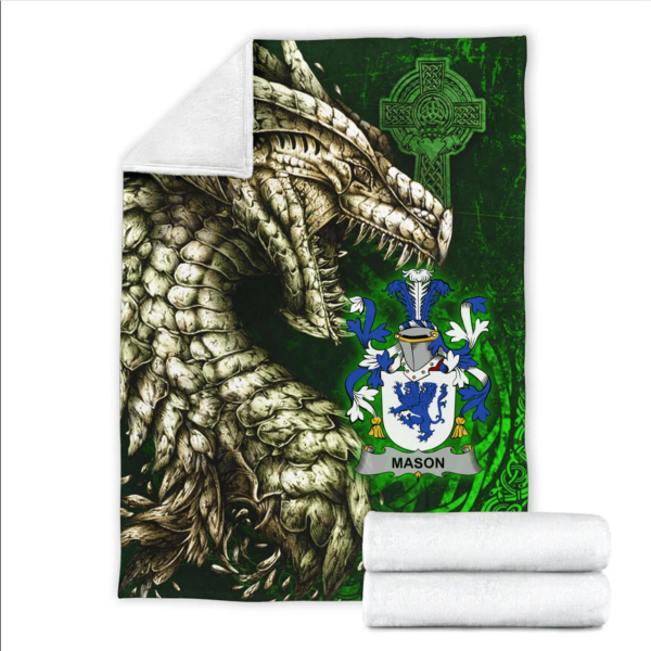 Ireland Premium Blanket - Mason Family Crest Blanket - Dragon Claddagh Cross - Image 2