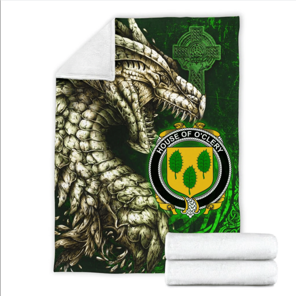 Ireland Premium Blanket - House of O'CLERY Family Crest Blanket - Dragon Claddagh Cross - Image 2