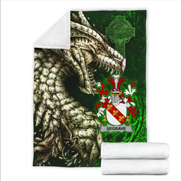 Ireland Premium Blanket - Segrave Family Crest Blanket - Dragon Claddagh Cross - Image 2