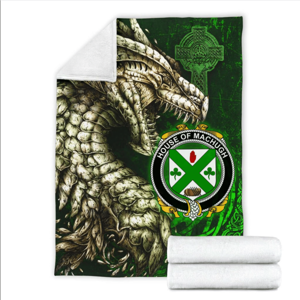 Ireland Premium Blanket - House of MACHUGH Family Crest Blanket - Dragon Claddagh Cross - Image 2