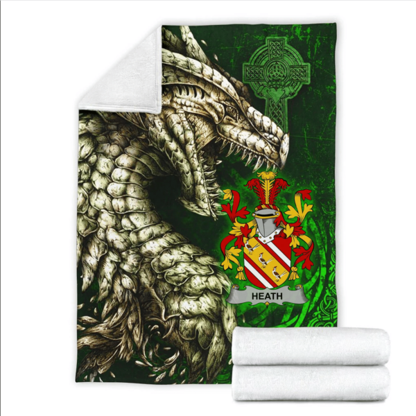 Ireland Premium Blanket - Heath Family Crest Blanket - Dragon Claddagh Cross - Image 2