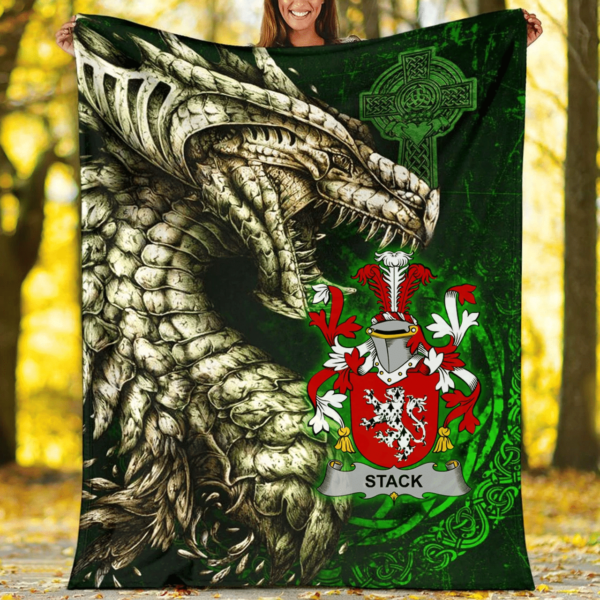 Ireland Premium Blanket - Stack Family Crest Blanket - Dragon Claddagh Cross