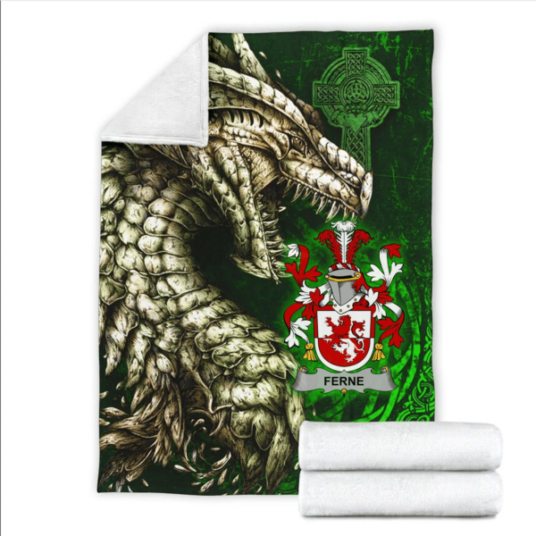 Ireland Premium Blanket - Ferne Family Crest Blanket - Dragon Claddagh Cross - Image 2