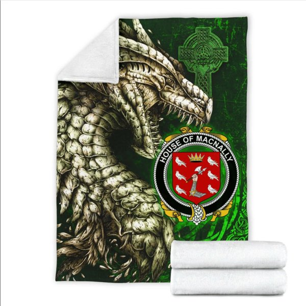 Ireland Premium Blanket - House of MACNALLY Family Crest Blanket - Dragon Claddagh Cross - Image 2